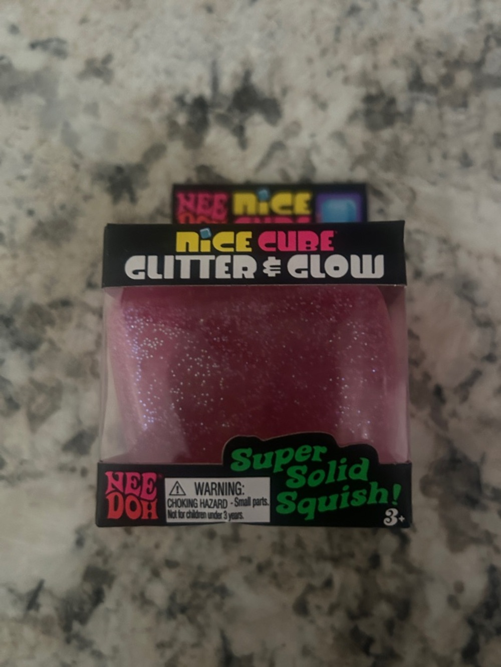 NeeDoh Glitter and Glow Nice Cube Pink Schylling Squishy Fidget Toy